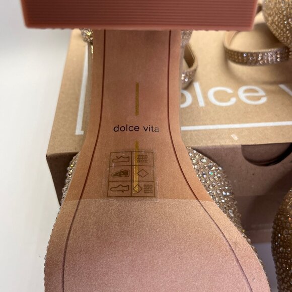 Dolce Vita Pandro Crystal Platform Heels Size 10 Light Gold Open Toe Sandals - Picture 12 of 16